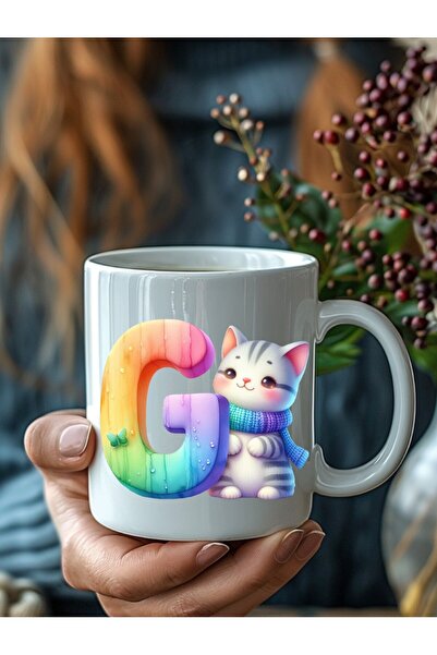Evion Kedili Harf Şeklinde Kişiye Özel 3 Boyutlu Tasarım Seramik Kupa Mug - H...