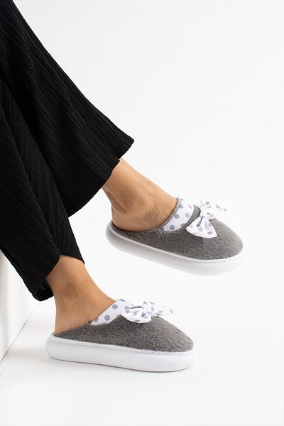 ALTUVATEKS Plush Women's Home Slippers - With Dowry and Bundle Detail, Noiseless Thick Sole