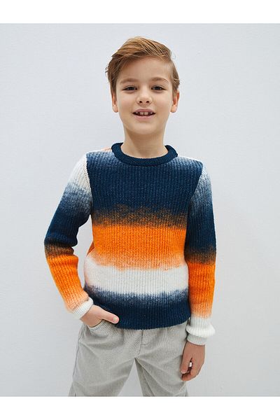 LC Waikiki Lcw Crew Neck Color Block Long Sleeve Boy's Knitwear Sweater