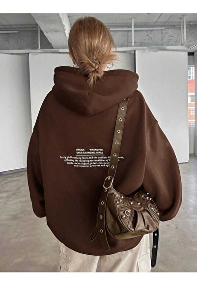 KOZİA OUTDOORS unisex oversize φούτερ με εμπριμέ κουκούλα