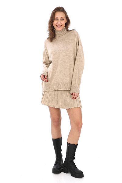 penyebizden Mink Knitwear Sweater and Skirt Set