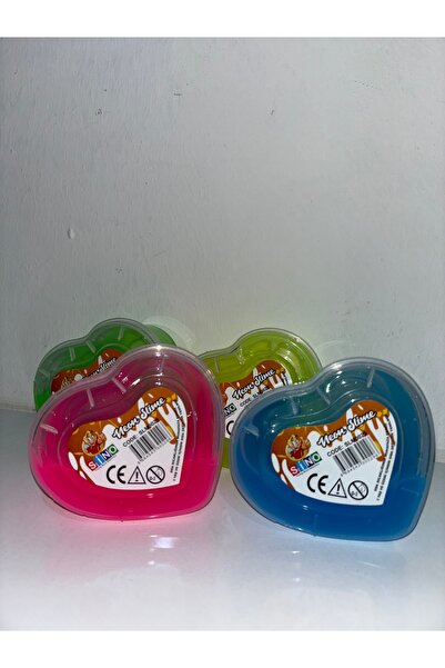 abnturk Özel Kalpli Kutu Ele Yapışmayan Renkli Hazır Kutulu Slime Seti