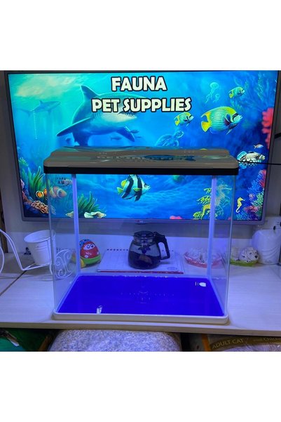 Fauna Pet Supplies 50litre Ithal Işıklı Filtre Motorlu Sobo Akvaryum Beyaz