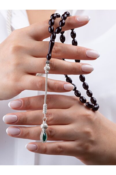 Black Sea Port Zirkon Taşlı Gümüş Kazaziye Imameli Ateş Kehribarı Tesbih