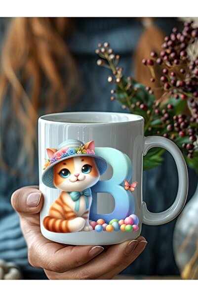 Evion Kedili Harf Şeklinde Kişiye Özel 3 Boyutlu Tasarım Seramik Kupa Mug - Hediyelik Kupa Bardak