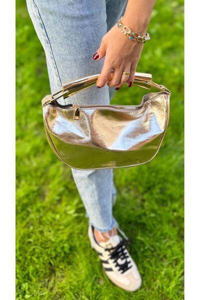 By EDUU Geantă de mână și de umăr ByEduu Gold Cross Strap cu mâner metalic