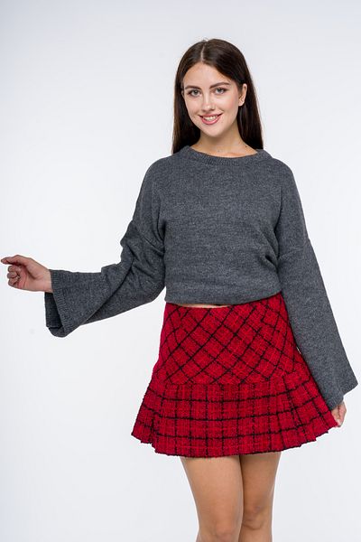 Galistore Plaid Mini Shorts Lined Pleated Skirt