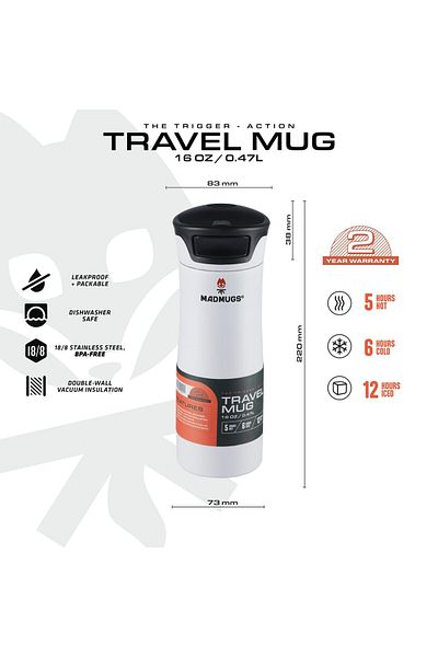 MADMUGS Travel Mug Termos Bardak 0,47lt-beyaz