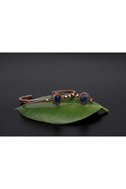 Zinnun Bakır Bilezik Doğal Taşlı Yüzüklü