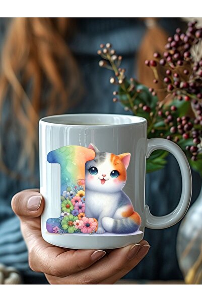 Evion Kedili Harf Şeklinde Kişiye Özel 3 Boyutlu Tasarım Seramik Kupa Mug - Hediyelik Kupa Bardak