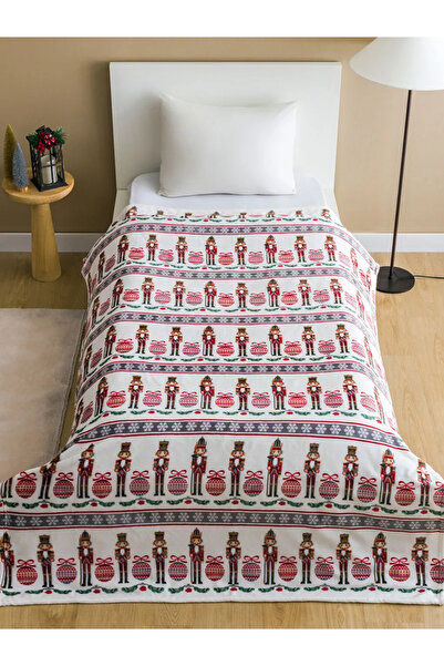 LC Waikiki Lcw Home Light Beige Christmas Themed Single Blanket 150X220 cm