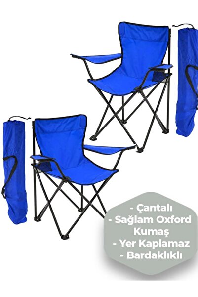 KS KampSeti 2 Adet KS KampSeti Çantalı Katlanır Kamp Sandalyesi Rejisör Katla...