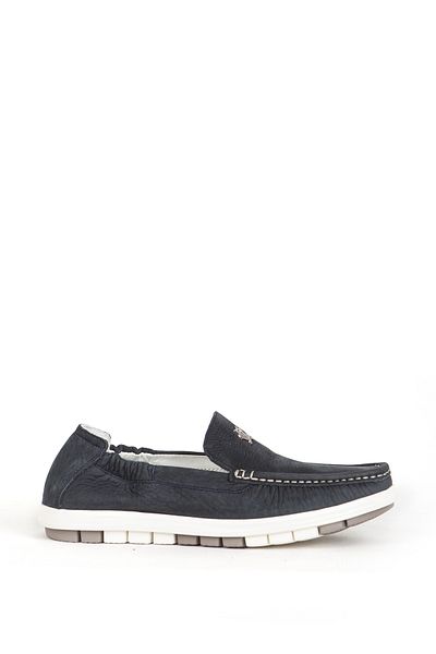 MARCOMEN Men's Comfort Casual Shoes - Airbag Sole, Genuine Leather, Navy Blue 19600