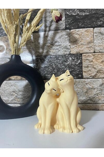 HobiHub Sevimli Dekoratif İkili Kedi Biblosu Organik Plastik