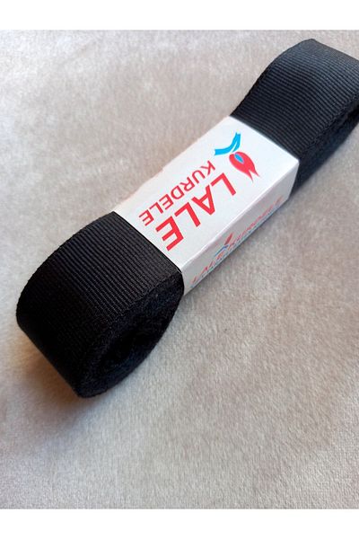 yörük tuhafiye شريط Grosgrain أسود بطول 10 أمتار - كرة واحدة مقاس 3 سم