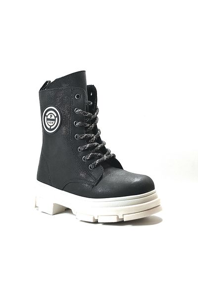 Onlo Ayakkabı Onlo Shoes PC.0012 Μαύρες μπεζ μπότες για κορίτσια με φερμουάρ