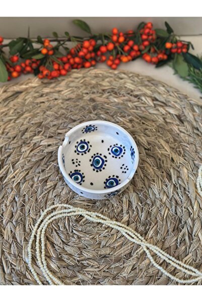 Den Tasarım Hediyelik Seramik Nazar Boncuk Desenli Küllük/ Kül Tablası- 1 Adet