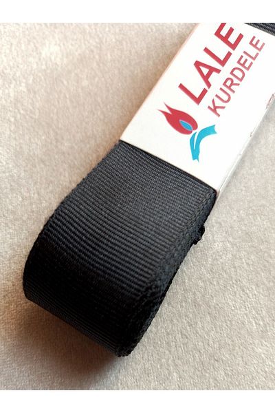 yörük tuhafiye شريط Grosgrain أسود بطول 10 أمتار - كرة واحدة مقاس 3 سم