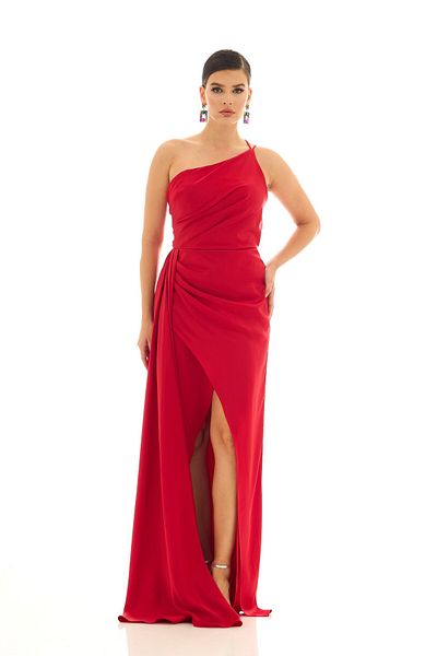 Carmen Rotes One-Shoulder-Abendkleid aus Satin
