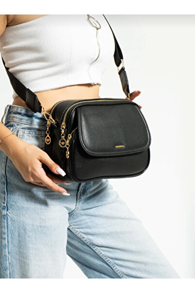 eflanmoda Mega Black Soft Koža višeslojni Torba za rame