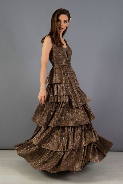 Carmen Copper Tulle Long Princess Evening Dress