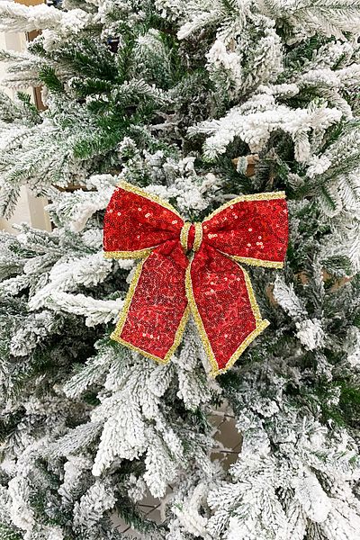 Yusuf Dirik YD Party Supplies Christmas Tree Ornament Gold Red Sequin Bow 22X20 cm