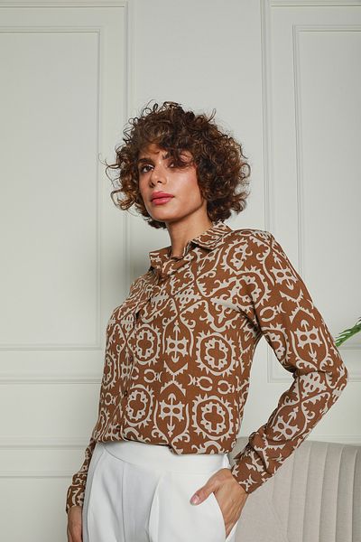 Butik Кафява риза от вискоза с шарки Модел: 1500061