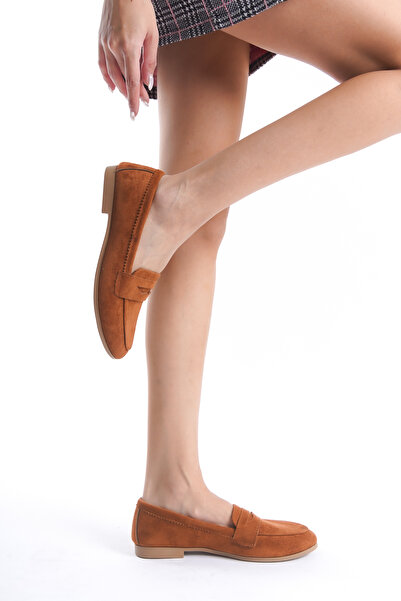 Ayakkabı Podyumum '' YONCA '' TABA SÜET GÜNLÜK DÜZ TABAN MASKÜLEN LOAFER YENİ SEZON