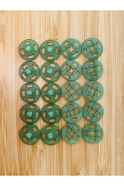Kartopu Stand-Up Plastic Snap Fastener 1cm (10mm) Pack of 10 (10 Pairs). Color: Green.