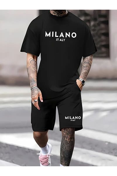 Elfa Tekstil Milano Italy εμπριμέ μπλουζάκι - Jogger T-shirt και φόρμα με λαιμόκοψη