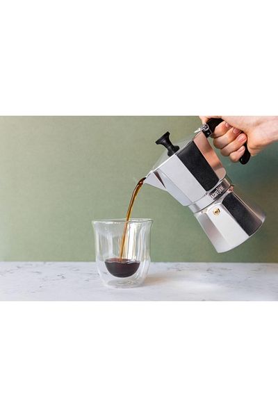 La Cafetiere ماكينة صنع الإسبريسو المصنوعة من الألومنيوم على الطراز الحديث بسعة 50 مل