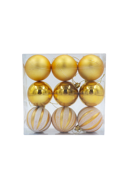 Yusuf Dirik YD Party Supplies 9 Τεμάχια Πολυτελής Ασημένια Μπάλα Χριστουγεννιάτικου Δέντρου - 6 cm Γυαλιστερό Ματ, Κουτί Οξικού