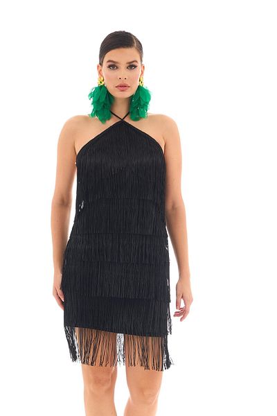 Carmen Schwarze Neckholder-Halskette mit Quasten, Henna und After-Party-Kleid