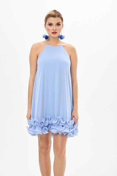 Carmen Fustă albastră rochie de seară scurtă de Sifon Floral