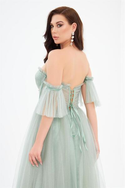 Carmen Zásnubní šaty Çağla Silvery Tylle s kravatou bez ramínek