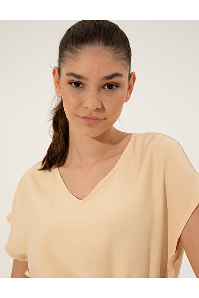 Pierre Cardin Beige Comfort Fit Short Sleeve Blouse 50252151 -Vr011