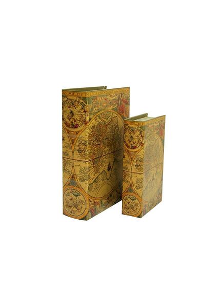 MUSENSO Set of 2 Decorative Map and Book Box - Gift