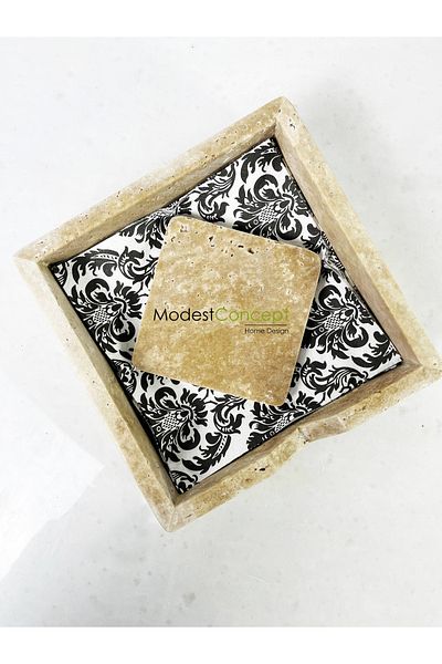 Modestmar Travertine Marble Napkin Holder - Travertine Napkin Holder, Travertine Wipes Box