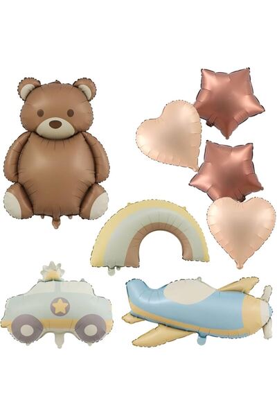 DÜVENCİ TİCARET Ρετρό Σετ Αεροπλάνου, Αυτοκινήτου Αστυνομίας και Μπαλονιών απ...