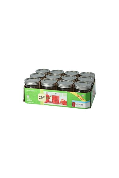 Ball 12-Piece Durable Glass Mason Jar with Airtight Lid 236ml