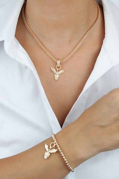 Liveyn Design Baguette Zircon Stone Phoenix Bird Figure Necklace Bracelet Set