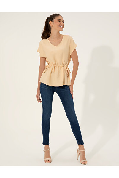 Pierre Cardin Beige Comfort Fit Short Sleeve Blouse 50252151 -Vr011