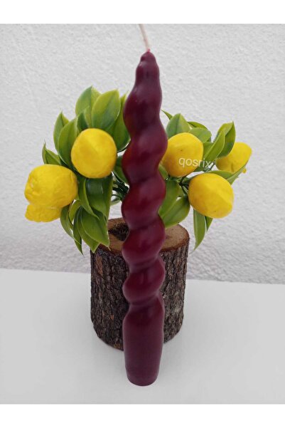 qosrix Bordo Italyan Burgulu Şamdan Soya Mumu Doğal Kokulu Çubuk Konik Burgu ...