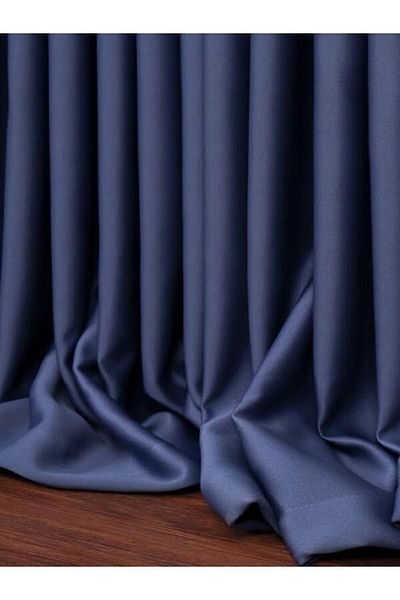 Karesi 39 Indigo Color Blackaut Plain Sewn Blackout Background Curtain