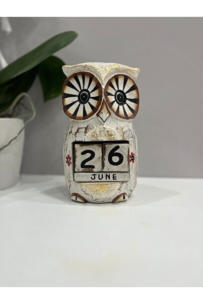 ADOR TASARIM Ahşap Baykuş Takvimi , Masa Takvimi 20 cm