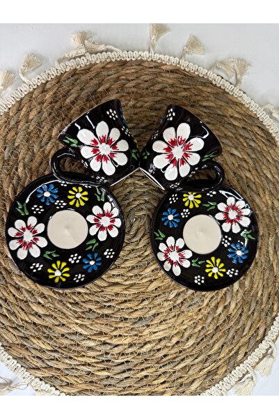 shop Papatya El Yapımı Seramik Kahve Fincan Takımı 2 Kişilik - 4 Parça