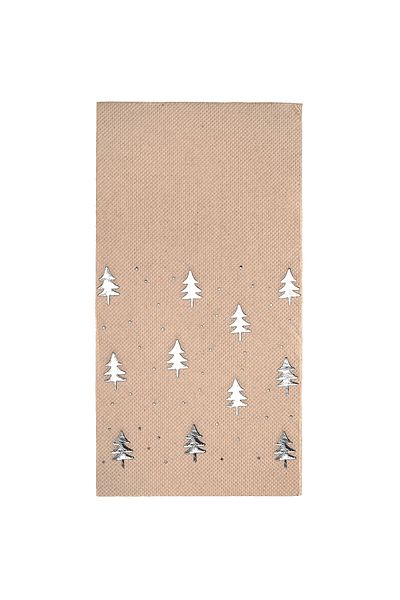 Story 40X40 cm Silver Leaf Christmas Pine Trees Patterned 16-Piece Kraft Colored Paper Napkin