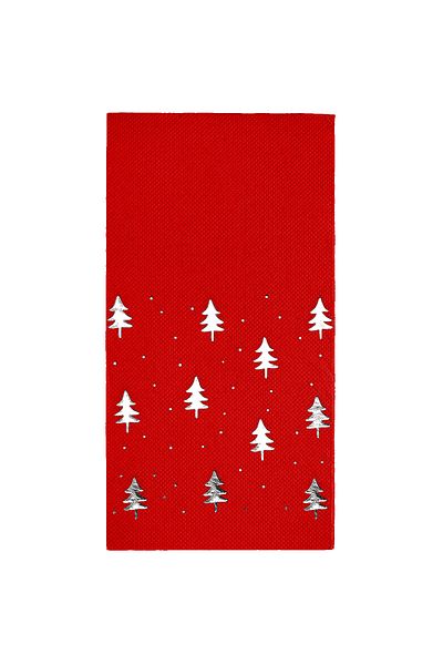 Story 40X40 cm Silver Leaf Christmas Pine Trees Patterned 16-Piece Red Colored Paper Napkins
