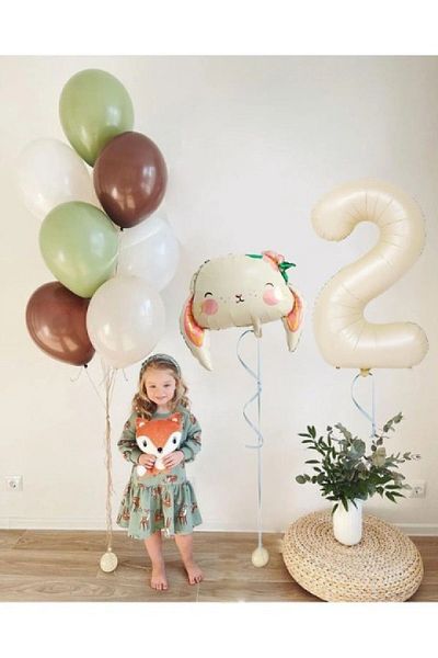 DÜVENCİ TİCARET Fancy Rabbit Foil Balloon Chain Set Birthday Retro Balloon Set