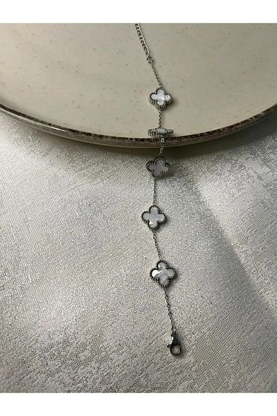 gadia Stainless Steel White Pearlescent Silver Color Bracelet